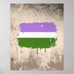 GENDERQUEER FLAGGA DRIPPING POSTER