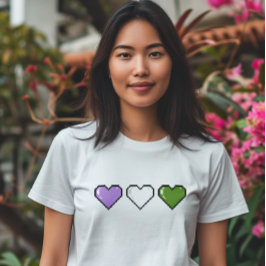 Genderqueer Flagga Pixel Heart T Shirt