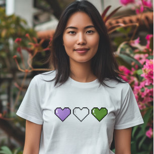 Genderqueer Flagga Pixel Heart T Shirt
