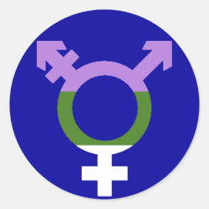 Genderqueer Flagga Trans Symbol Runt Klistermärke