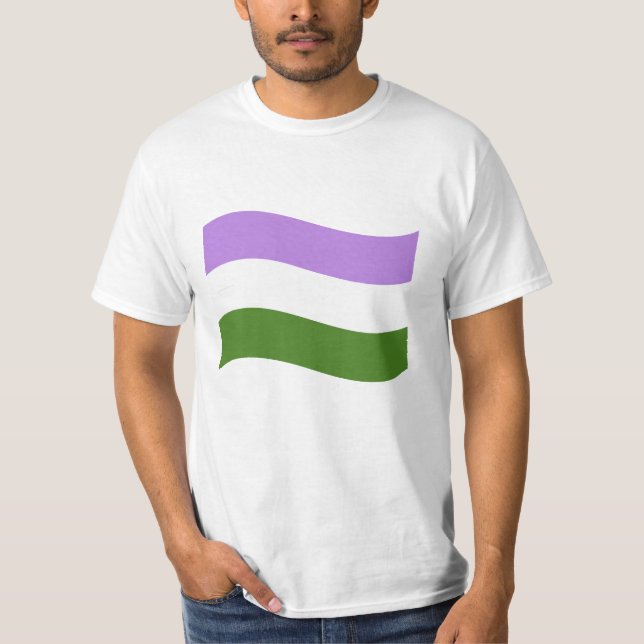GENDERQUEER FLAGGA WAVING T SHIRT (Framsida)