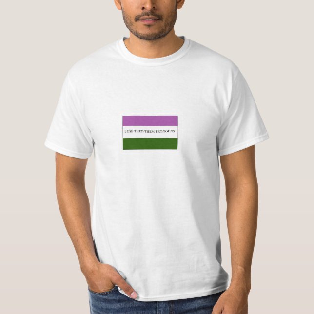 Genderqueer Nonbinary flaggapride dem pronomen Tee Shirt (Framsida)