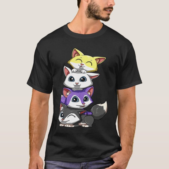 Genderqueer Nonbinary Pride LGBTQ Foxes T Shirt (Framsida)