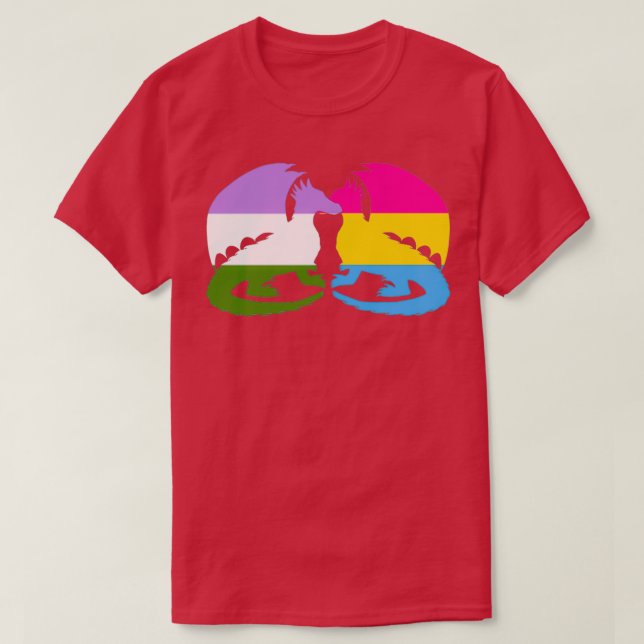 Genderqueer Pansexual Pride Dragons T Shirt (Design framsida)