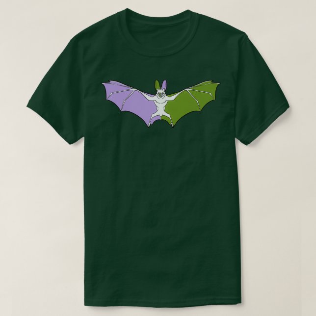 GenderQueer Pride Fladdermus T Shirt (Design framsida)