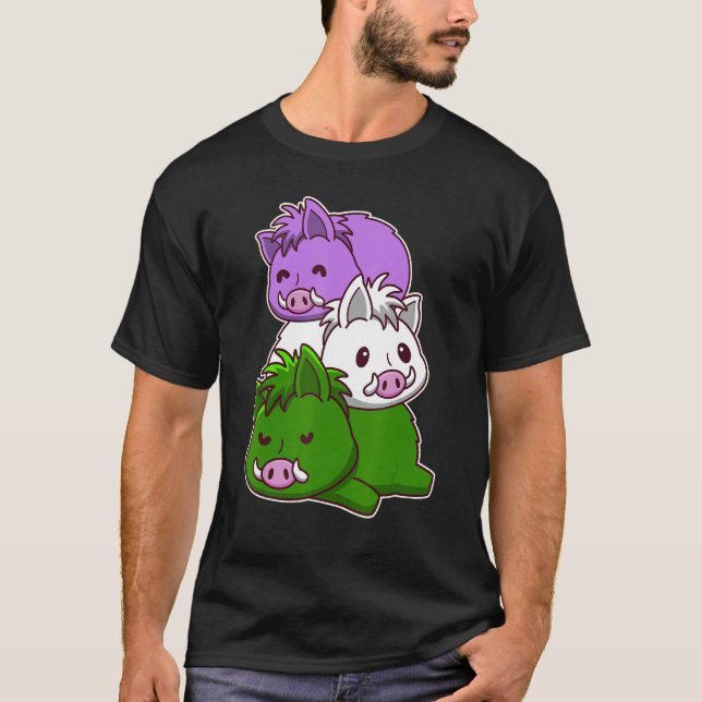 Genderqueer Pride Flag Wild Boars T Shirt (Framsida)