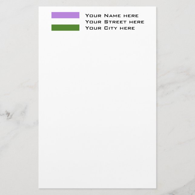 Genderqueer Pride Flagga Brevpapper (Framsida)