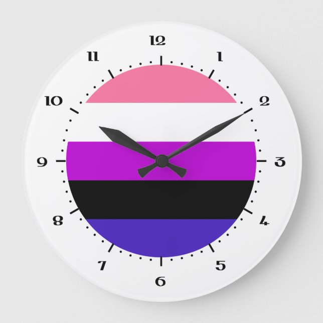 Genderqueer Pride flagga Large Clock Stor Klocka (Framsida)