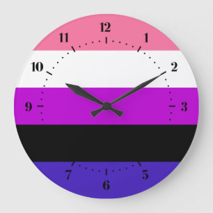Genderqueer Pride flagga Large Clock Stor Klocka
