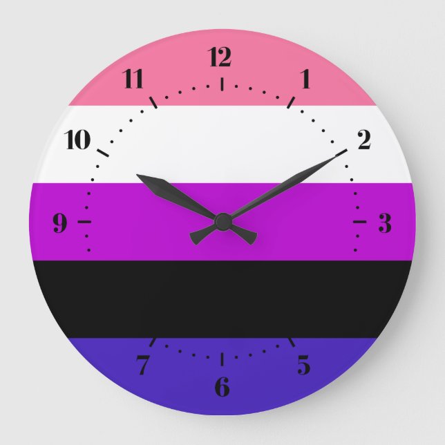 Genderqueer Pride flagga Large Clock Stor Klocka (Framsida)