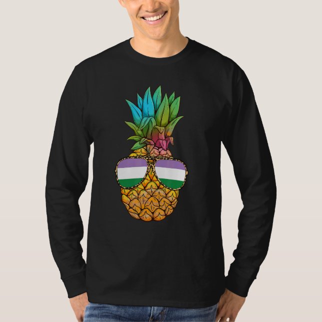 Genderqueer Pride Flagga Pineapple Genderqueer T Shirt (Framsida)