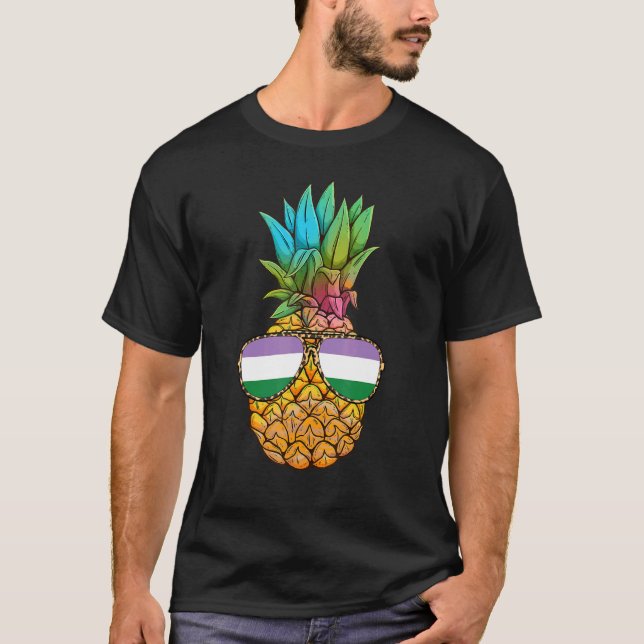 Genderqueer Pride Flagga Pineapple Genderqueer T Shirt (Framsida)