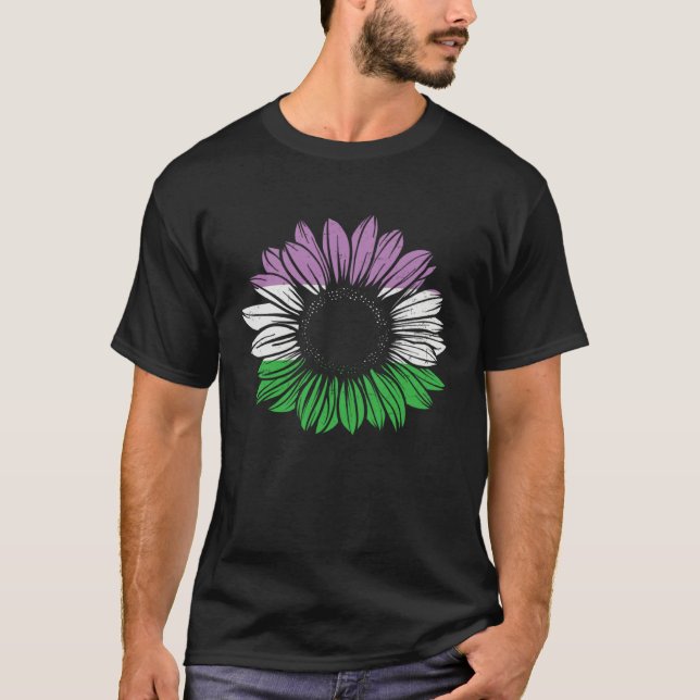 Genderqueer Pride Flower T Shirt (Framsida)