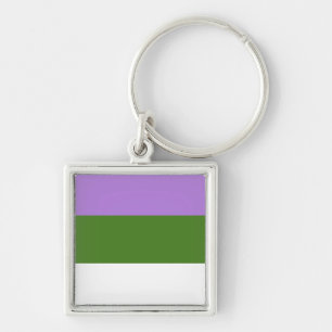 GENDERQUEER-PRIDE FYRKANTIG SILVERFÄRGAD NYCKELRING