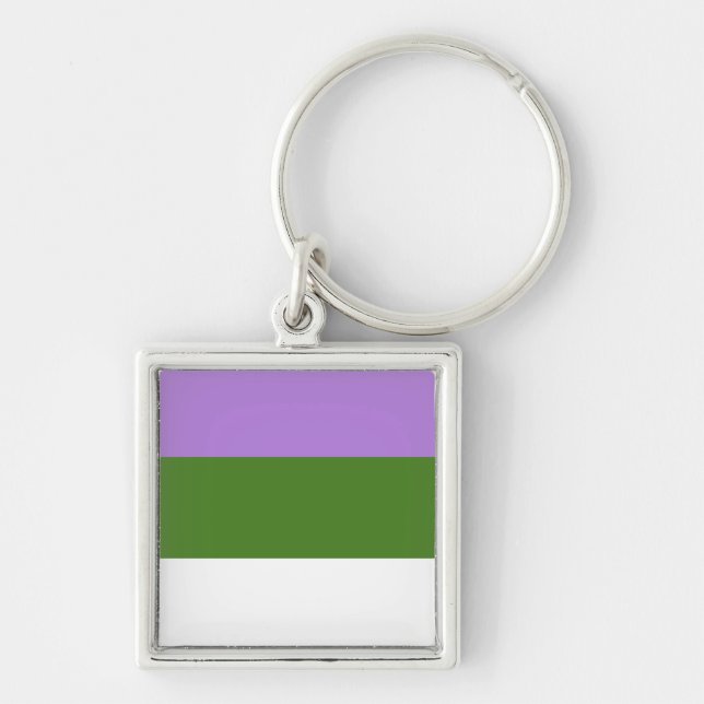 GENDERQUEER-PRIDE FYRKANTIG SILVERFÄRGAD NYCKELRING (Framsidan)