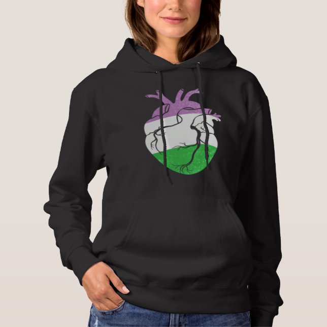 Genderqueer Pride Heart Flag T Shirt (Framsida)