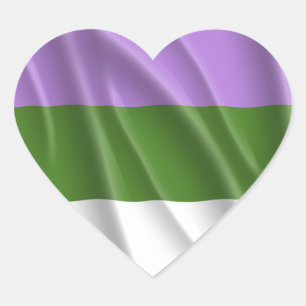 GENDERQUEER-PRIDE HJÄRTFORMAT KLISTERMÄRKE