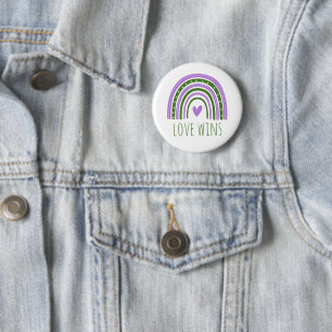 Genderqueer Pride Love Wins HBTQ Regnbåge Knapp