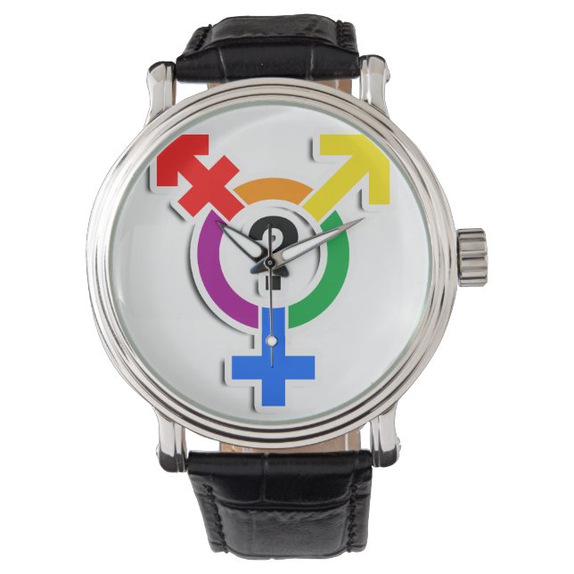GENDERQUEER SYMBOL RAINBOW 3D -.png Armbandsur (Framsida)