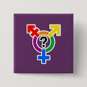 GENDERQUEER-SYMBOLREGNBÅGE 3D KNAPP