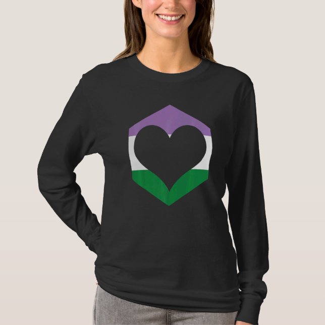 GenderquePride Heart Flagga T Shirt (Framsida)