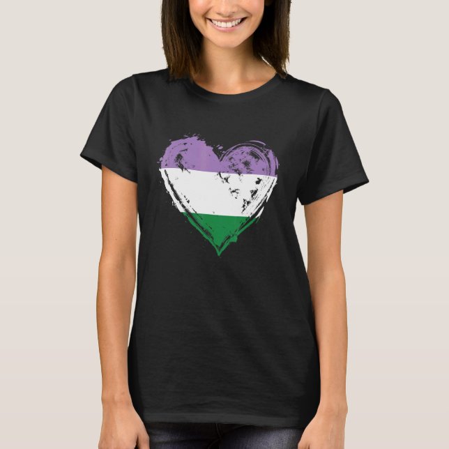 GenderquePride Heart Flagga T Shirt (Framsida)