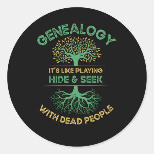 Genealogik Det är som att spela Göm söm med död ba Runt Klistermärke