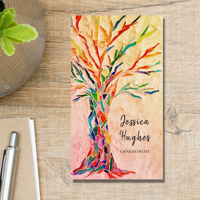 Genealogist Family Träd Beige Visitkort (Skapare uppladdad)