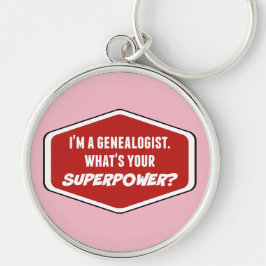 Genealogist superpower Keychain Rund Silverfärgad Nyckelring