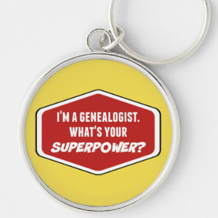 Genealogist superpower Keychain Rund Silverfärgad Nyckelring