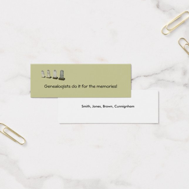 Genealogister gör det för... litet visitkort (Kontor)