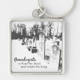 Genealogists Keychain Fyrkantig Silverfärgad Nyckelring