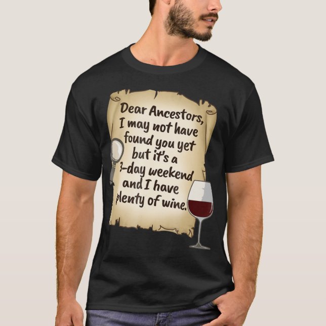 Genealogy Ancestry Ancestor Family Träd Vin Shirt T Shirt (Framsida)