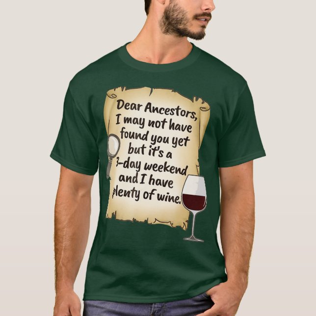 Genealogy Ancestry Ancestor Family Träd Vin T Shirt (Framsida)