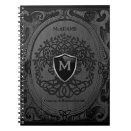 Genealogy Family Träd Monogram Grått Irish Noteboo Anteckningsbok