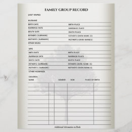 Genealogy Fillable Formulärmall för familjeposter