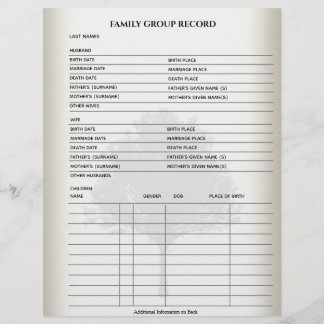 Genealogy Fillable Formulärmall för familjeposter