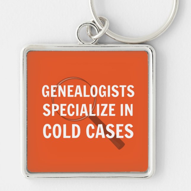 Genealogy Keychain (Orange) Fyrkantig Silverfärgad Nyckelring (Framsidan)