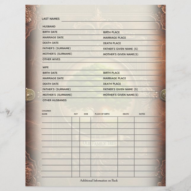 Genealogy Scrapbook för familjeposter (Framsida)