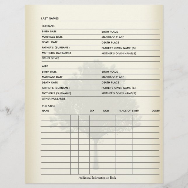 Genealogy Scrapbook för familjeposter (Framsida)