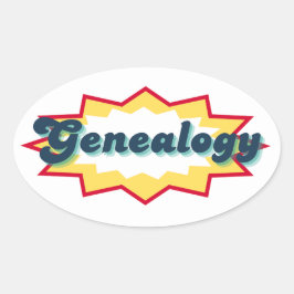 Genealogy Sticker, comic book pop design Ovalt Klistermärke