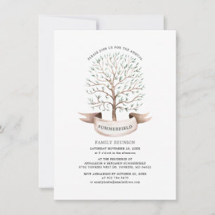 Genealogy Träd Watercolor Modern In för familjeåte Inbjudningar