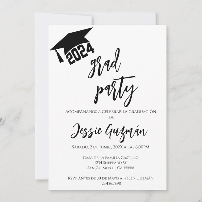 Generación 2024 invitación de graación inbjudningar (Framsida)