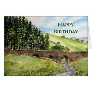 General Birthday Scawgill Bridge Sjö Hälsningskort