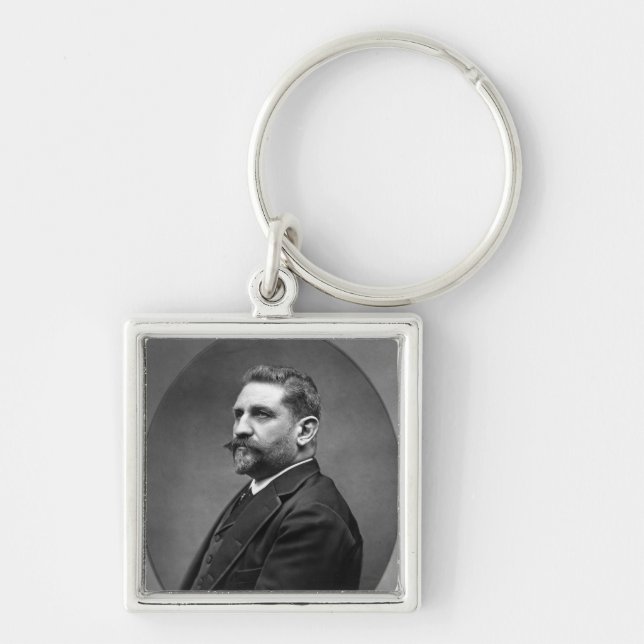 General Boulanger Fyrkantig Silverfärgad Nyckelring (Framsidan)