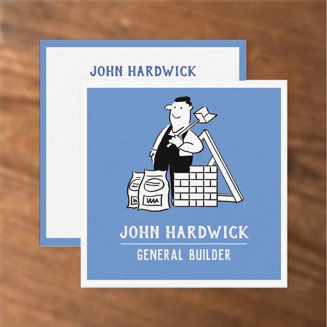 General Builder med Byggande material Fyrkantigt Visitkort (Skapare uppladdad)
