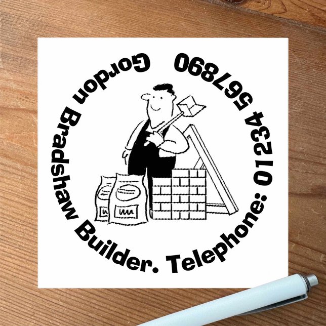 General Builder med Byggande material. Stämpel (Skapare uppladdad)