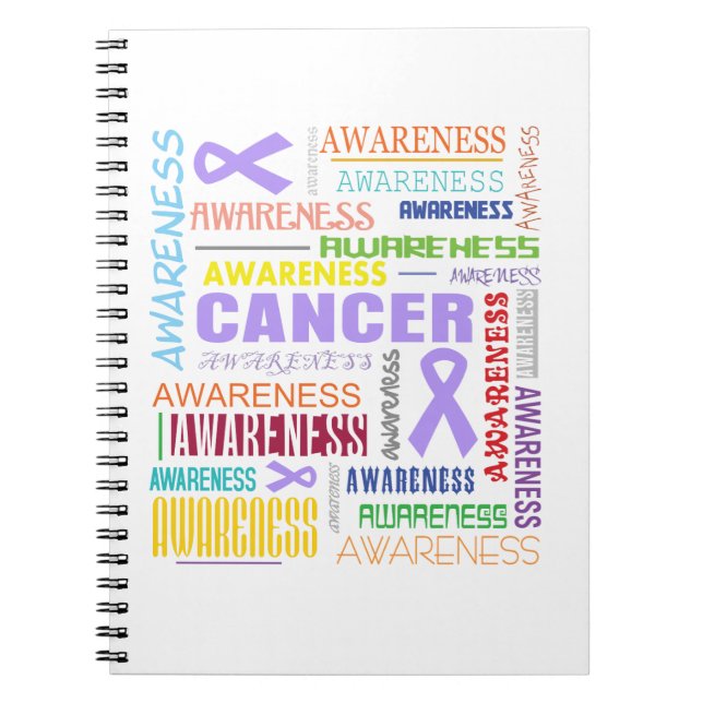 General Cancer Awareness Collage Anteckningsbok Med Spiral (Framsidan)