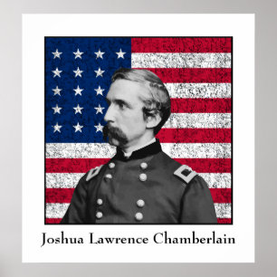 General Chamberlain och American Flagga Poster