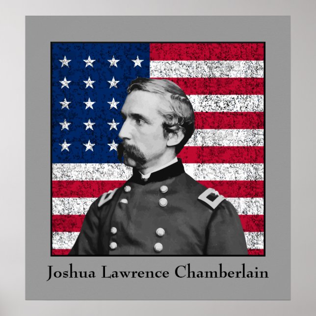 General Chamberlain och American Flagga Poster (Framsidan)